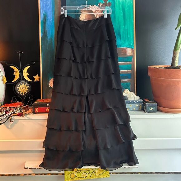 Bianca Nygard Elegant Black Tiered Maxi Skirt Size 8 - Picture 6 of 14